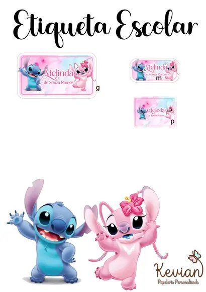 Etiqueta Escolar Stitch - Kit 2