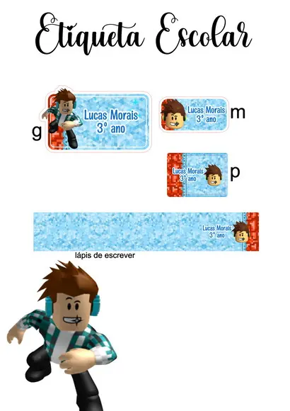 Etiqueta Escolar Roblox - Kit 3