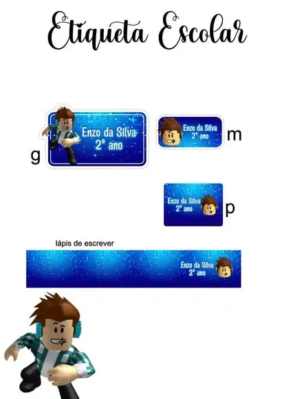 Etiqueta Escolar Roblox - Kit 3