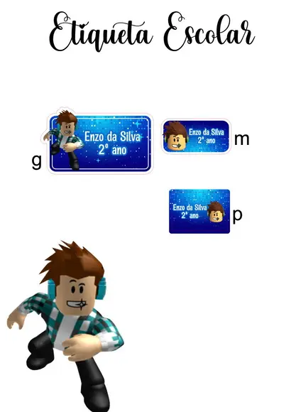 Etiqueta Escolar Roblox - Kit 1