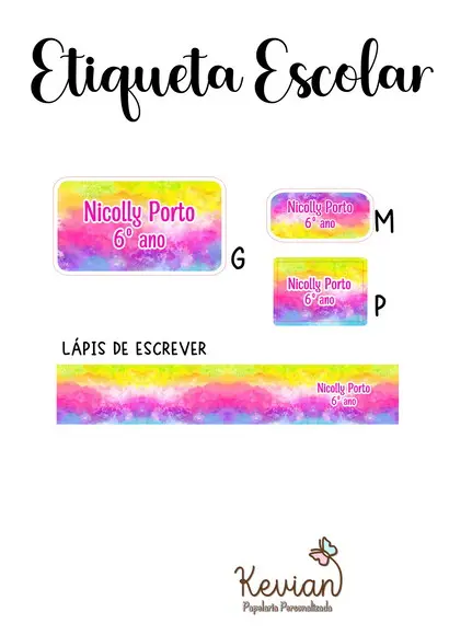 Etiqueta Escolar Aquarela - Kit 3