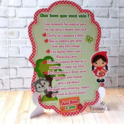 Recado de Mesa Chapeuzinho Vermelho