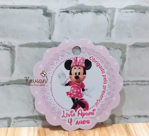 40 Tag Agradecimento Minnie Rosa