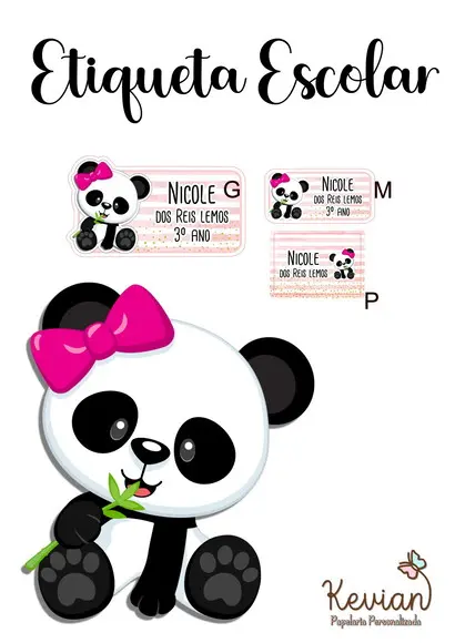 Etiqueta Escolar Panda - Kit 2