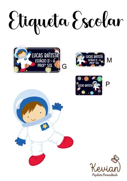 Etiqueta Escolar Astronauta - Kit 2