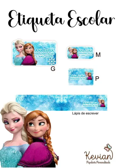 Etiqueta Escolar Frozen - Kit 3