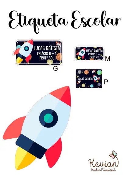 Etiqueta Escolar Foguete - Kit 2