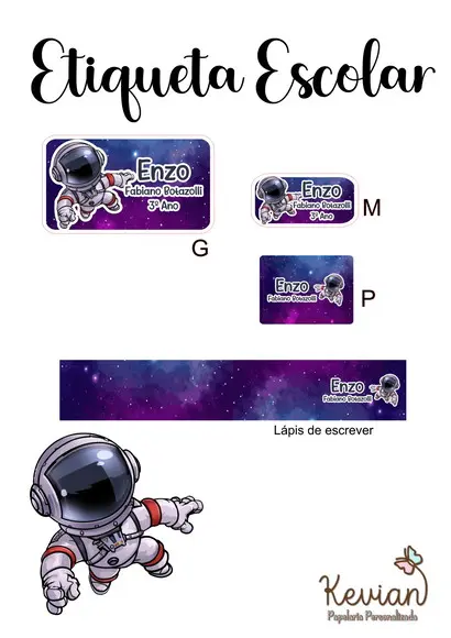 Etiqueta Escolar Astronauta - Kit 3