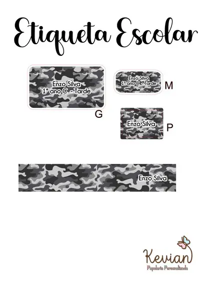 Etiqueta Escolar Exercito - Kit 3