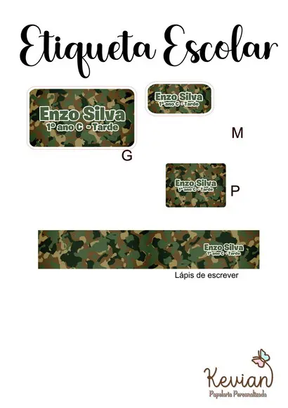 Etiqueta Escolar Exército - Kit 3
