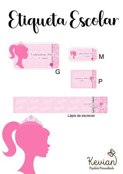 Etiqueta Escolar Barbie - Kit 3