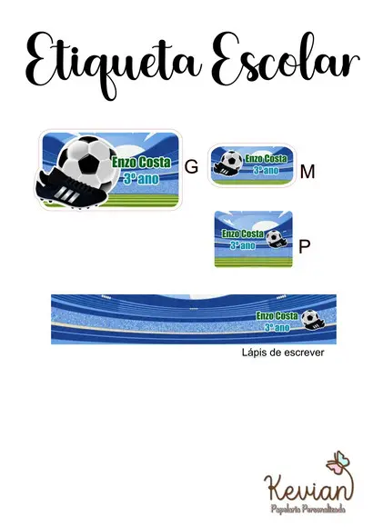 Etiqueta Escolar Futebol - Kit 3