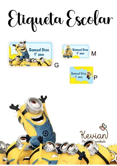 Etiqueta Escolar Minions - Kit 2