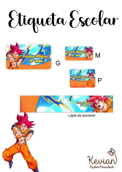 Etiqueta Escolar Dragon Ball - Kit 3