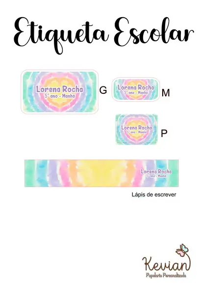 Etiqueta Escolar Tie Dye - Kit 3