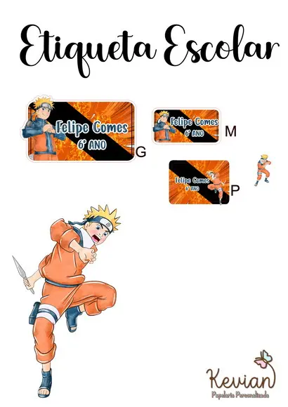 Etiqueta Escolar Naruto - Kit 1