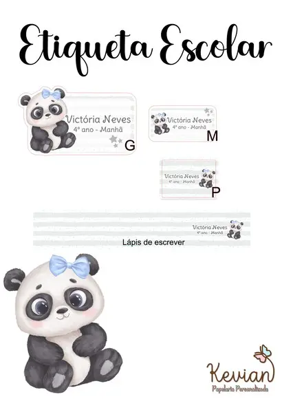 Etiqueta Escolar Panda - Kit 3