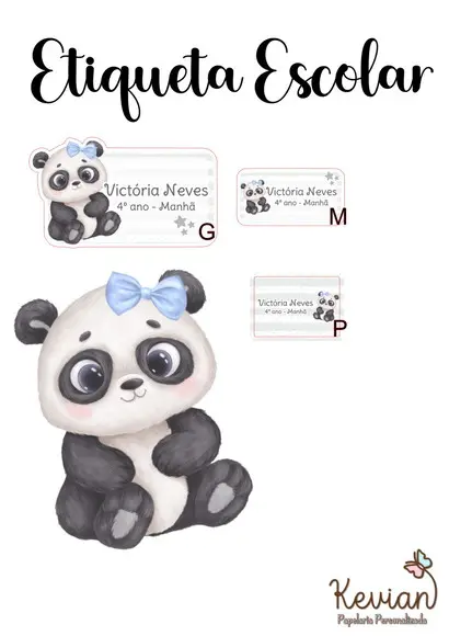 Etiqueta Escolar Panda - Kit 2