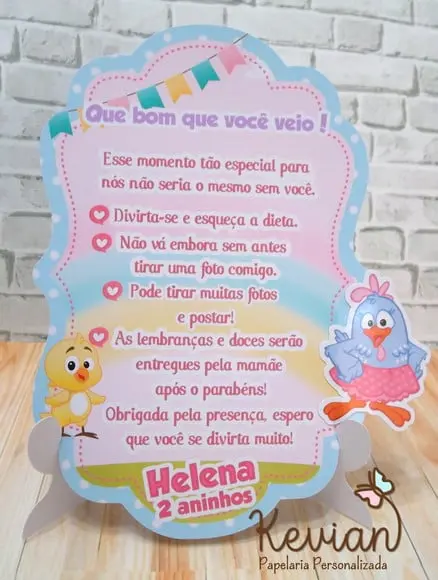 Recado de Mesa Galinha Pintadinha Candy Color