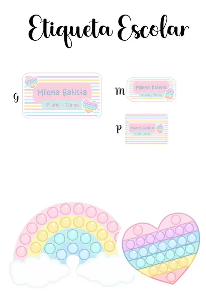 Etiqueta Escolar Pop It - Kit 1