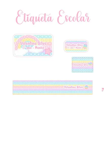 Etiqueta Escolar Pop It - Kit 3