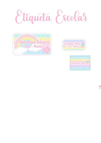 Etiqueta Escolar Pop It - Kit 1