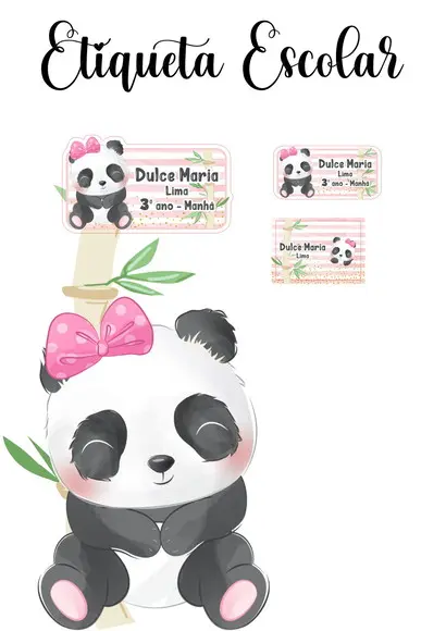 Etiqueta Escolar Panda - Kit 2
