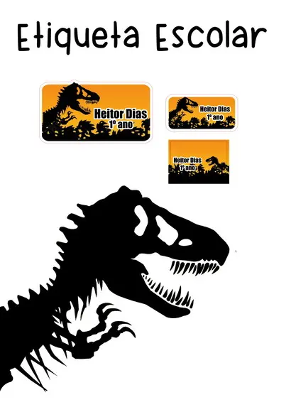 Etiqueta Escolar Dinossauro Jurassic - Kit 1