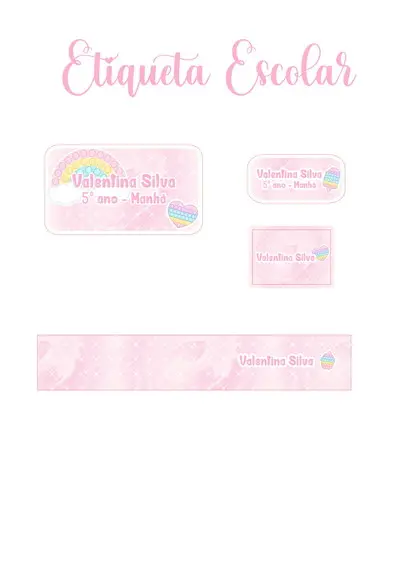 Etiqueta Escolar Pop It - Kit 3