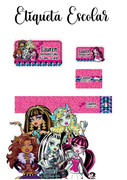 Etiqueta Escolar Monster High - Kit 3