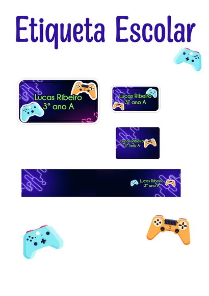 Etiqueta Escolar Games - Kit 3