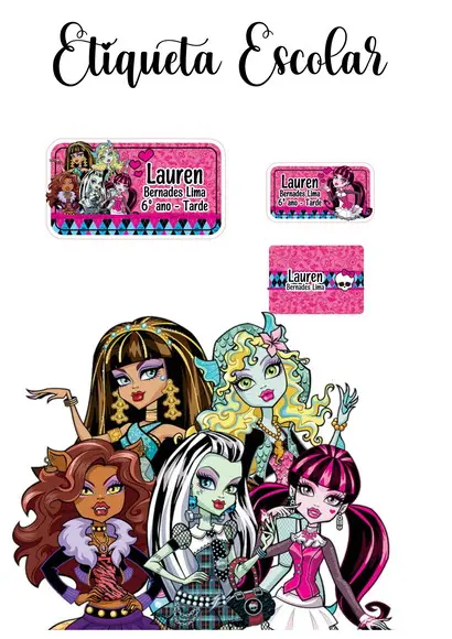 Etiqueta Escolar Monster High- Kit 2
