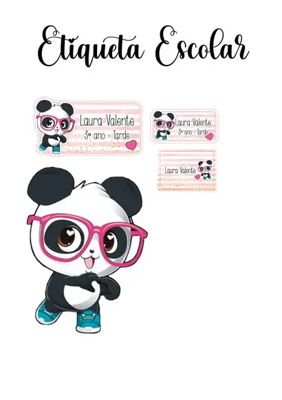 Etiqueta Escolar Panda Luluca - Kit 1