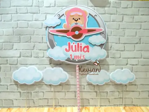 Topo de Bolo Ursinha Aviadora