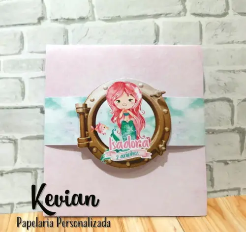 Convite Pop Up Fundo do Mar Rosa