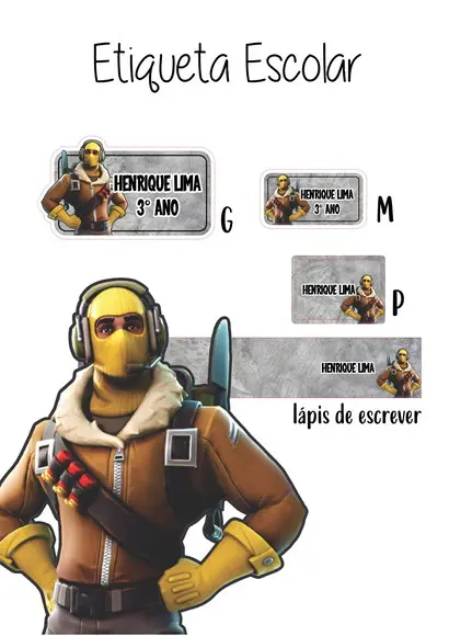 Etiqueta Escolar Fortnite - Kit 3