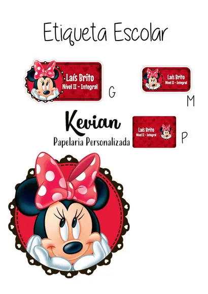Etiqueta Escolar Minnie - Kit 2