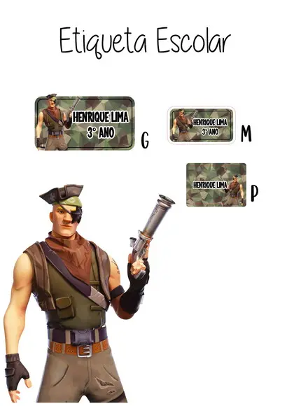 Etiqueta Escolar Fortnite - Kit 2