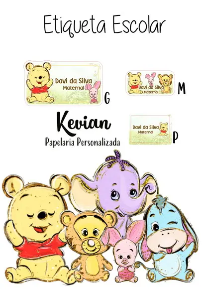Etiqueta Escolar Pooh - Kit 2