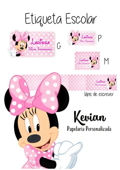Etiqueta Escolar Minnie - Kit 3