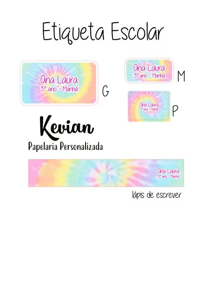 Etiqueta Escolar Tie Dye - Kit 3