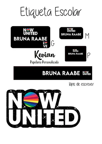 Etiqueta Escolar Now United- Kit 3