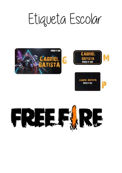 Etiqueta Escolar Free fire - Kit 1