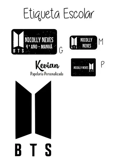Etiqueta Escolar Bts - Kit 2