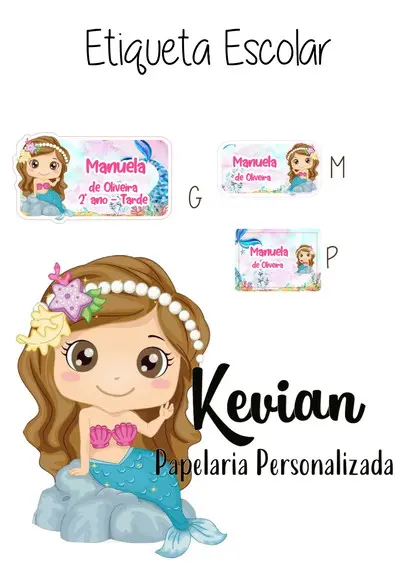 Etiqueta Escolar Sereia - Kit 2