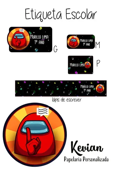 Etiqueta Escolar Among Us - Kit 3