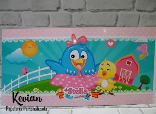 Adesivo Cofrinho Galinha Pintadinha Rosa