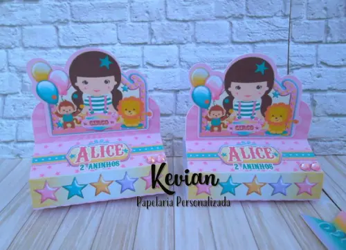Caixinha dois chocolates Circo Rosa