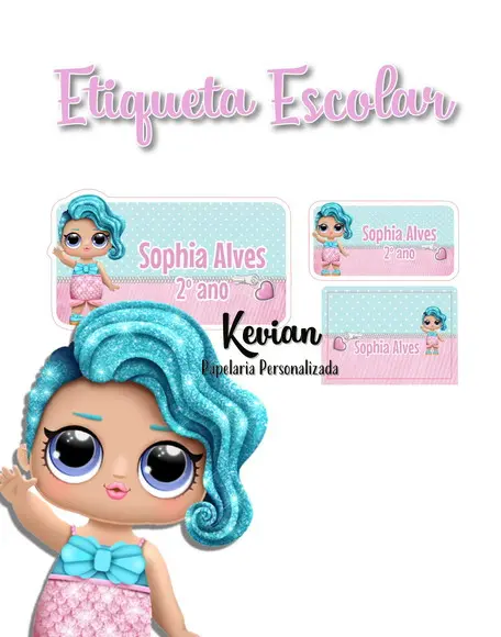 Etiqueta Escolar Lol Sereia - Kit 1