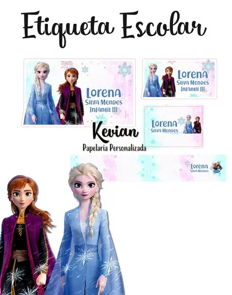 Etiqueta Escolar Frozen - Kit 3